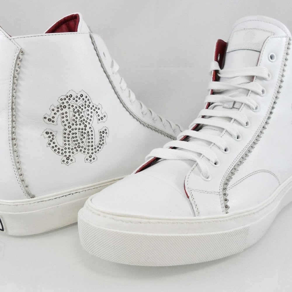 🎁FATHERS DAY NEW $579 ROBERTO CAVALLI HI-TOP EMBELLISHED RC LOGO SNEAKERS 45 - Picture 12 of 12
